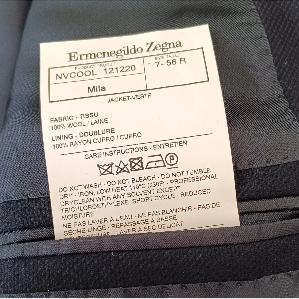 Ermenegildo Zegna Blazer Mens 56R Navy Blue Wool Cool Effect Mila Sport Coat